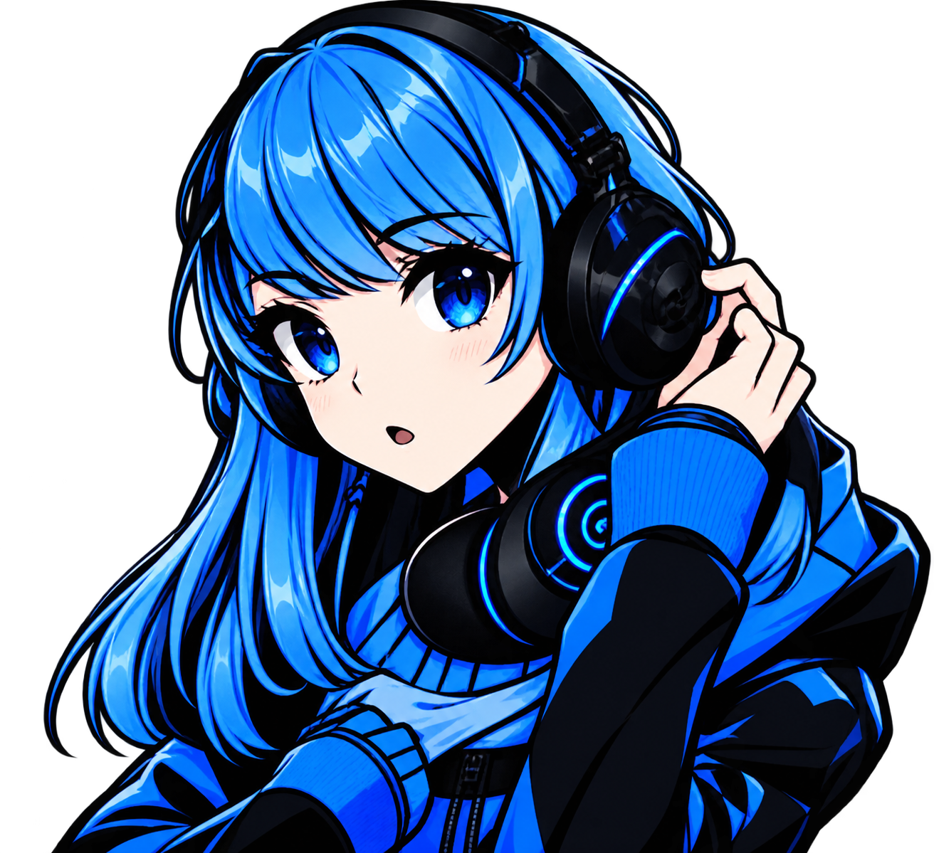 Leo Translate mavi kulaklıklı anime maskotu